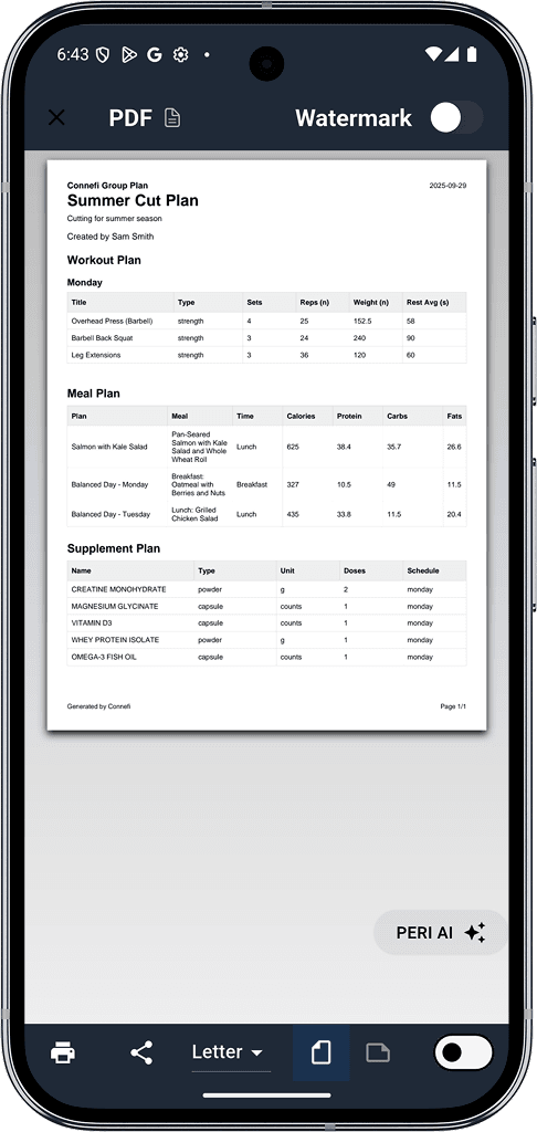 PDF viewer with sample plan